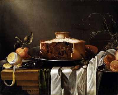Stillleben mit Pastete von Abraham van Calraet